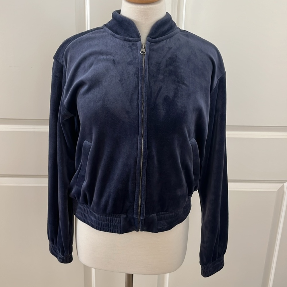 Ugg Devaney Velour Plush Jacket In Blue Size Small - image 1